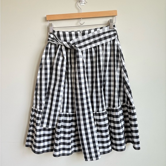J. Crew Big Bow Tie Front Gingham Print Skirt Size 2 - Picture 4 of 6